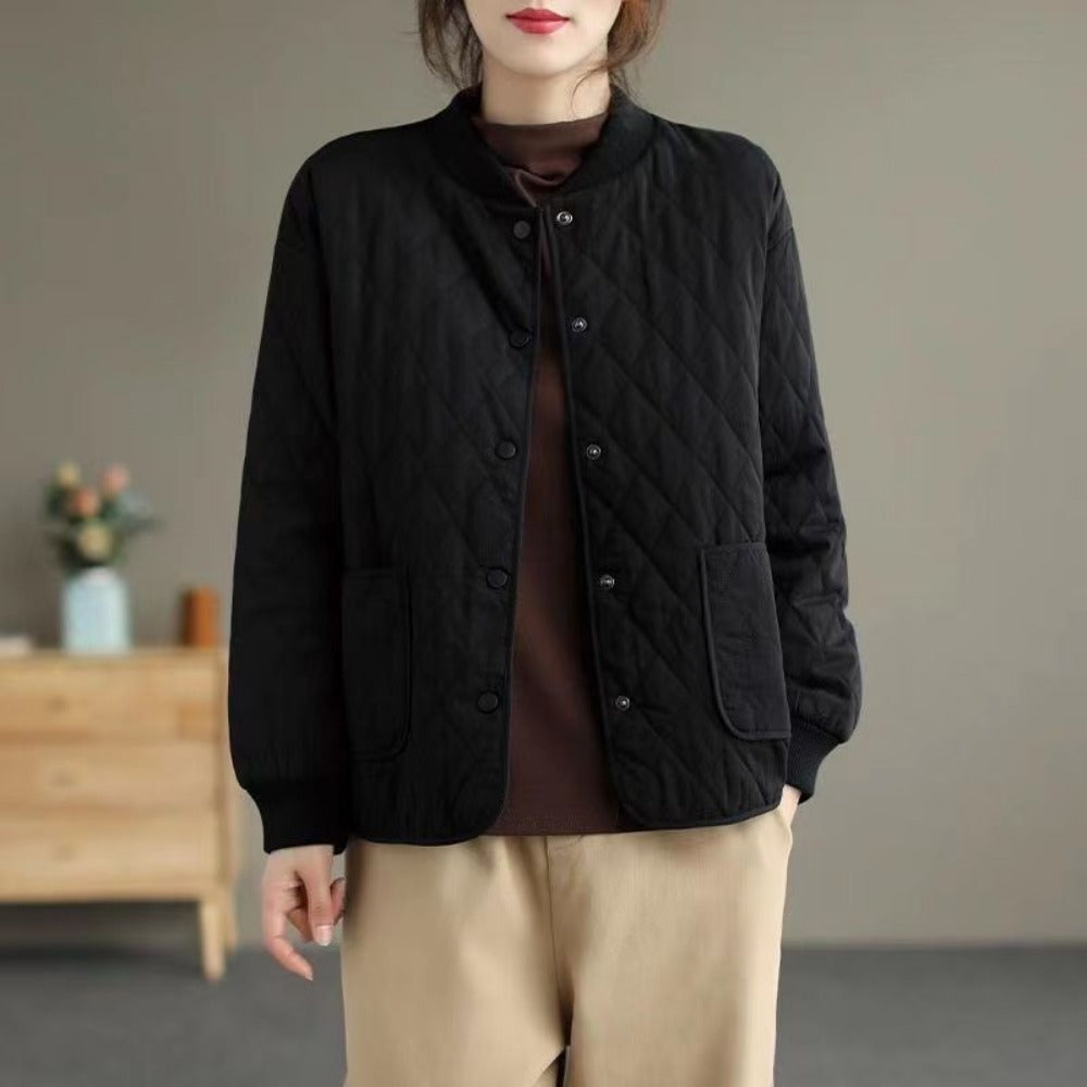 Quilted Button Down Jacket with Pockets for Women - Noemi