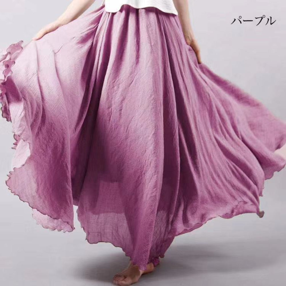 Purple Maxi Skirt with Flowy Hem for Women - Anna