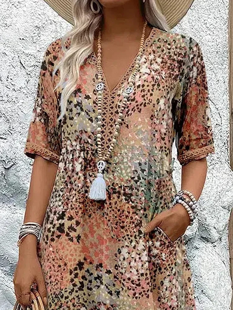 Soft V-Neck Midi Dress for Women