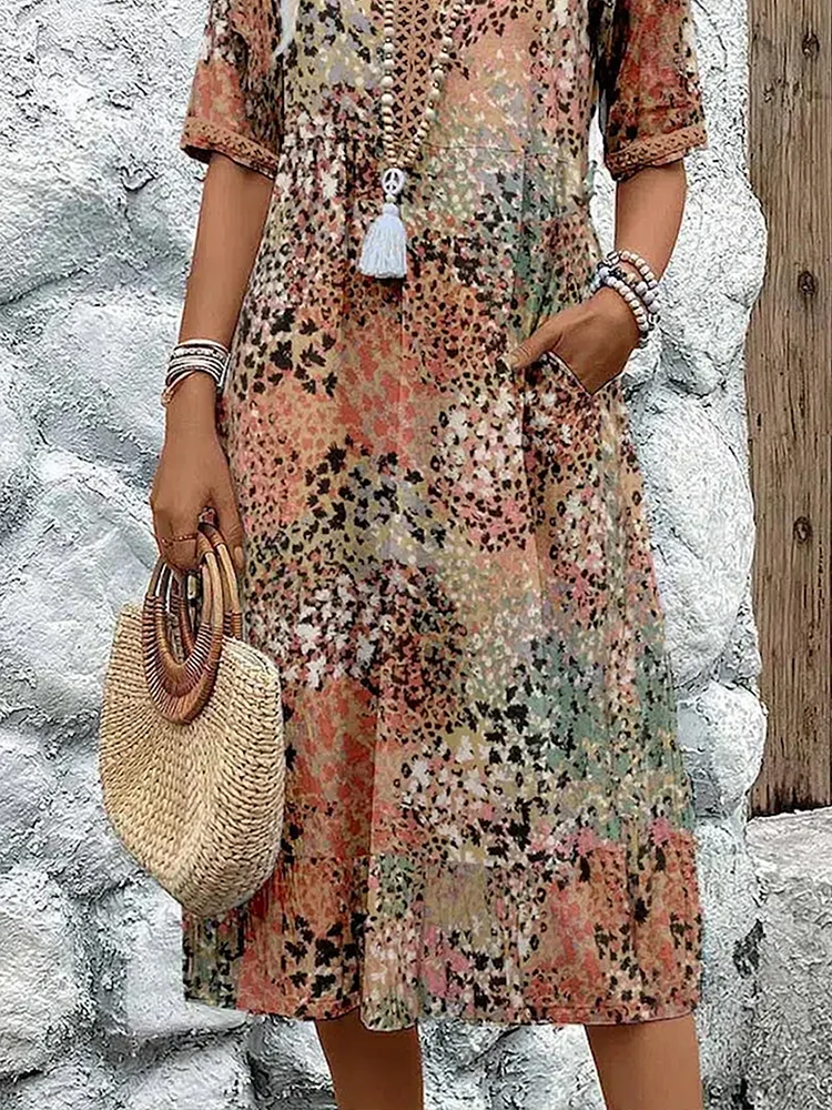 Soft V-Neck Midi Dress for Women