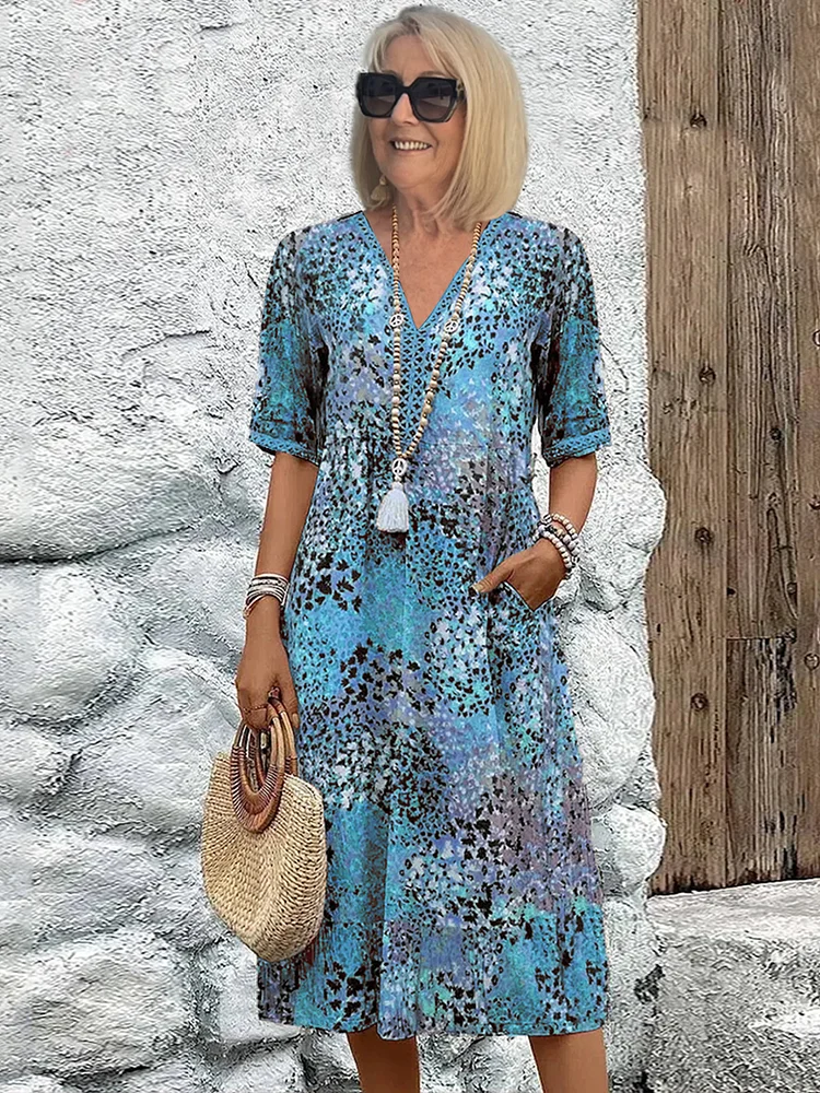 Soft V-Neck Midi Dress for Women