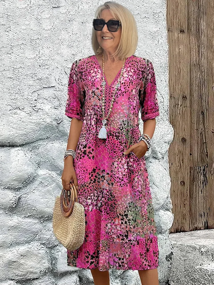 Soft V-Neck Midi Dress for Women