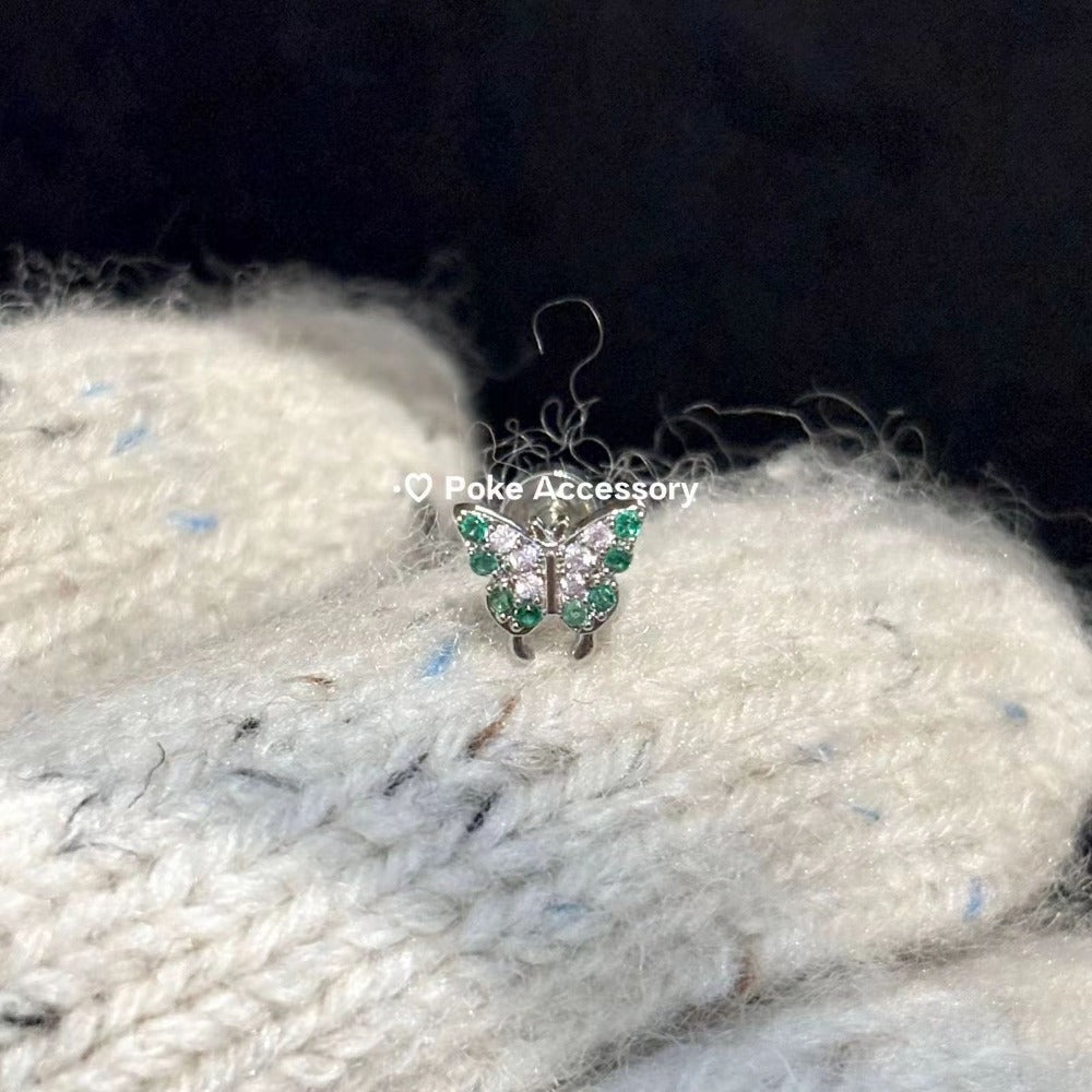 Green Crystal Butterfly and Flower Earring Set for Women - Valentina