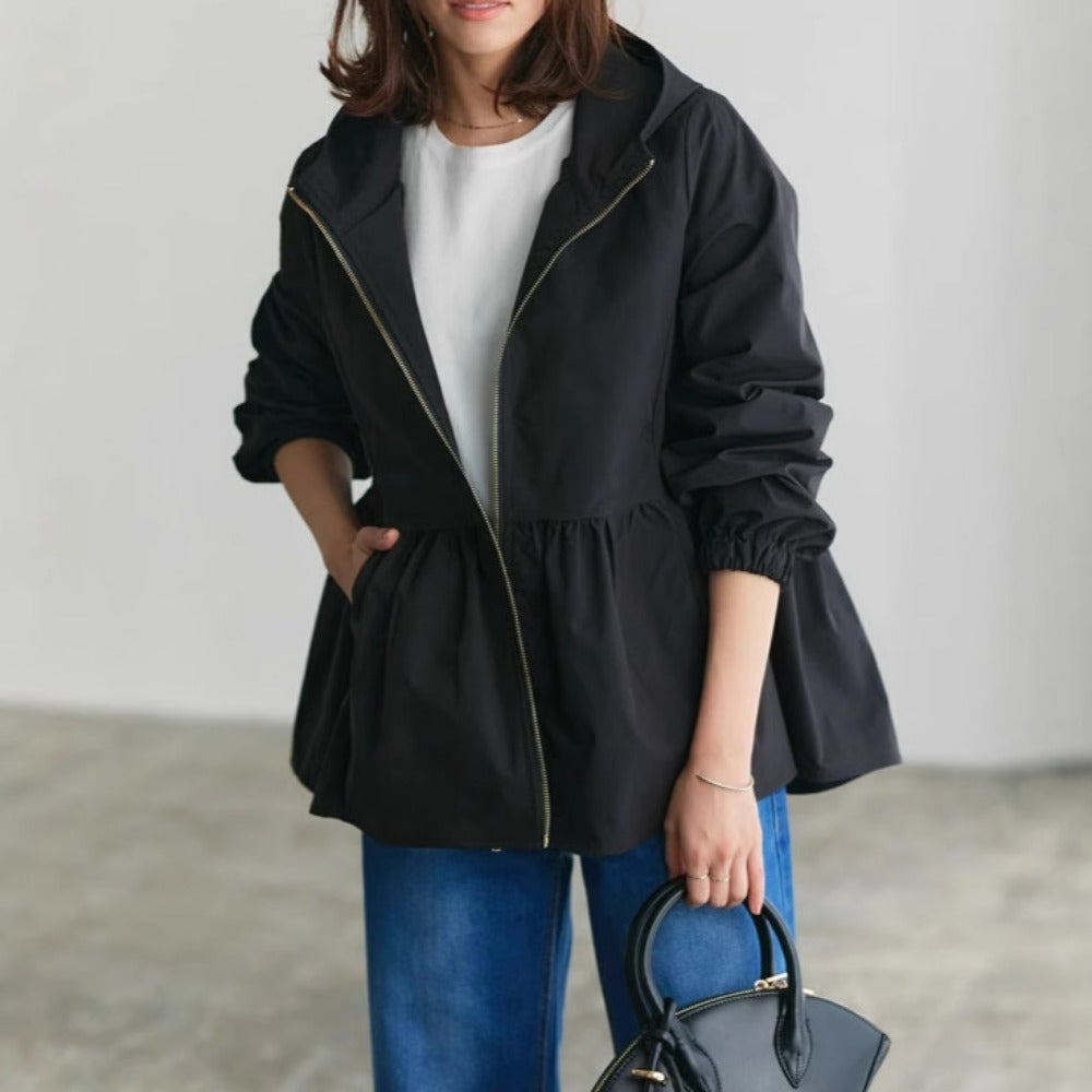Hooded Long Sleeve Jacket with Pockets for Women - Fernanda