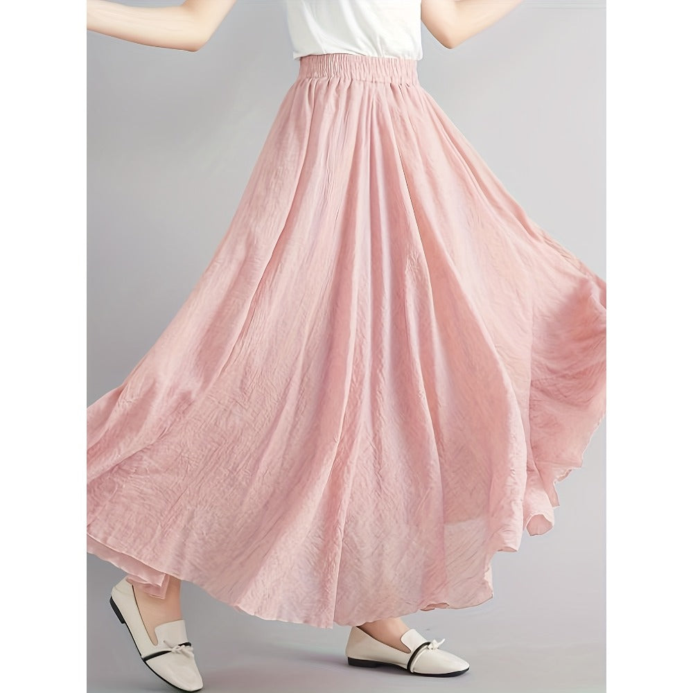 Light Pink Crinkled Maxi Skirt for Women - Ambra