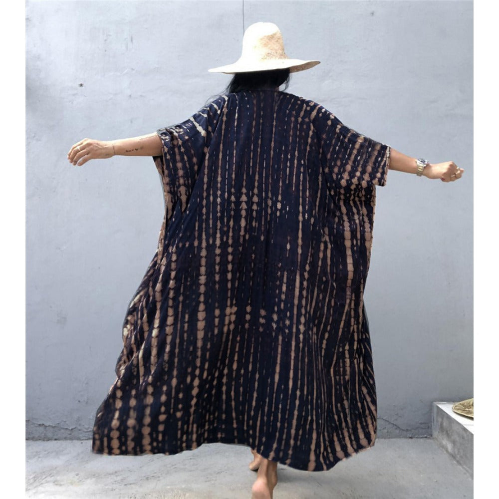 Tie Dye Maxi Kimono with Belt for Women - Viola