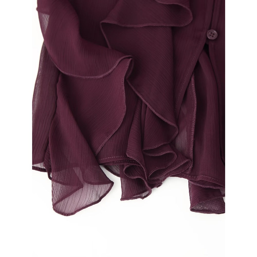 Ruffle Long Sleeve Chiffon Blouse for Women - Eugenia