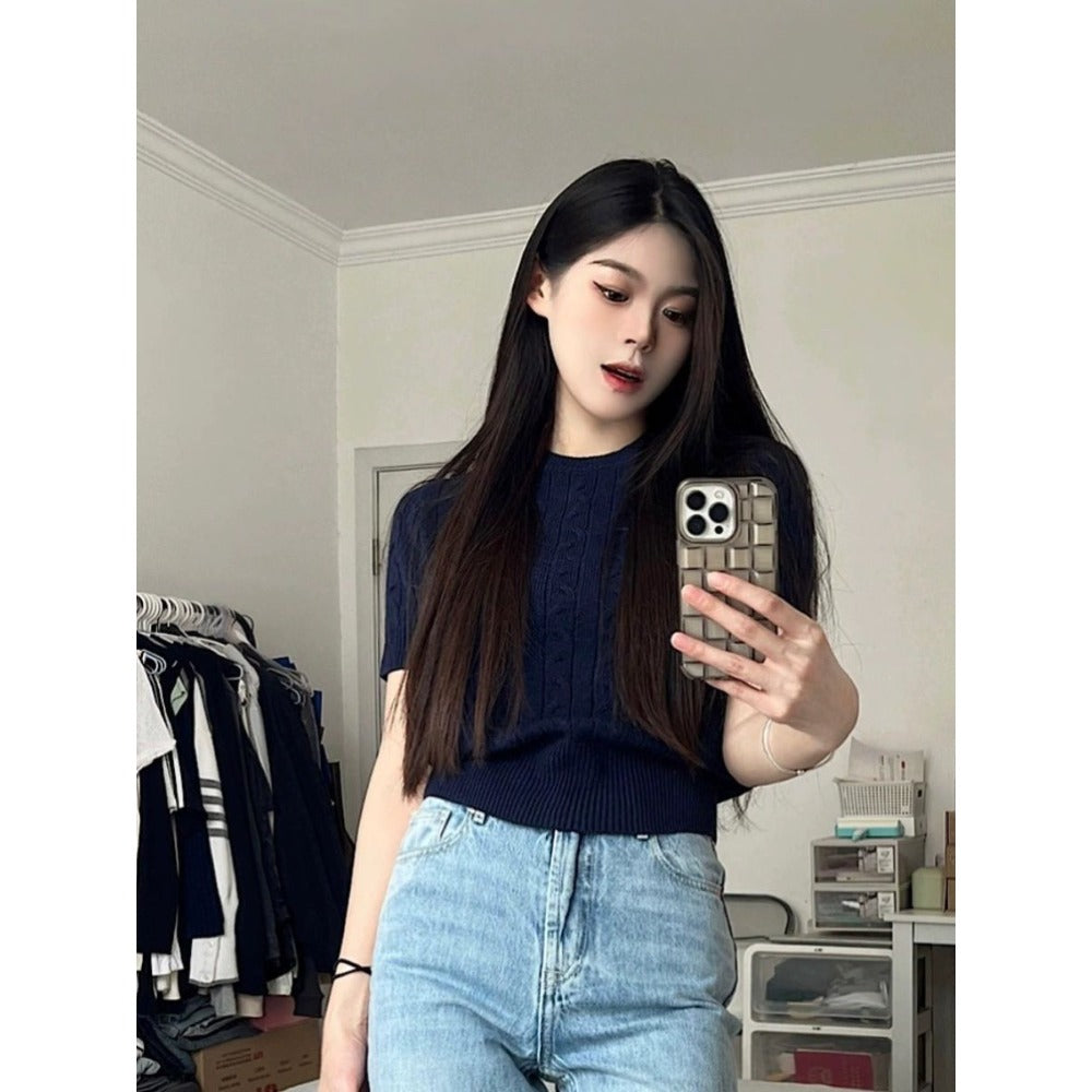 Short Sleeve Knit Sweater Top for Women - Eva