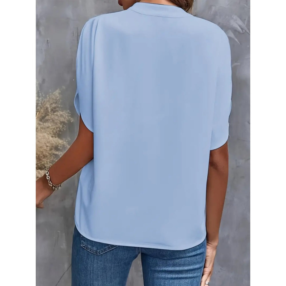 Short Sleeve V-Neck Blouse for Women - Romina
