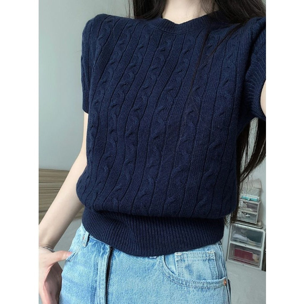 Short Sleeve Knit Sweater Top for Women - Eva