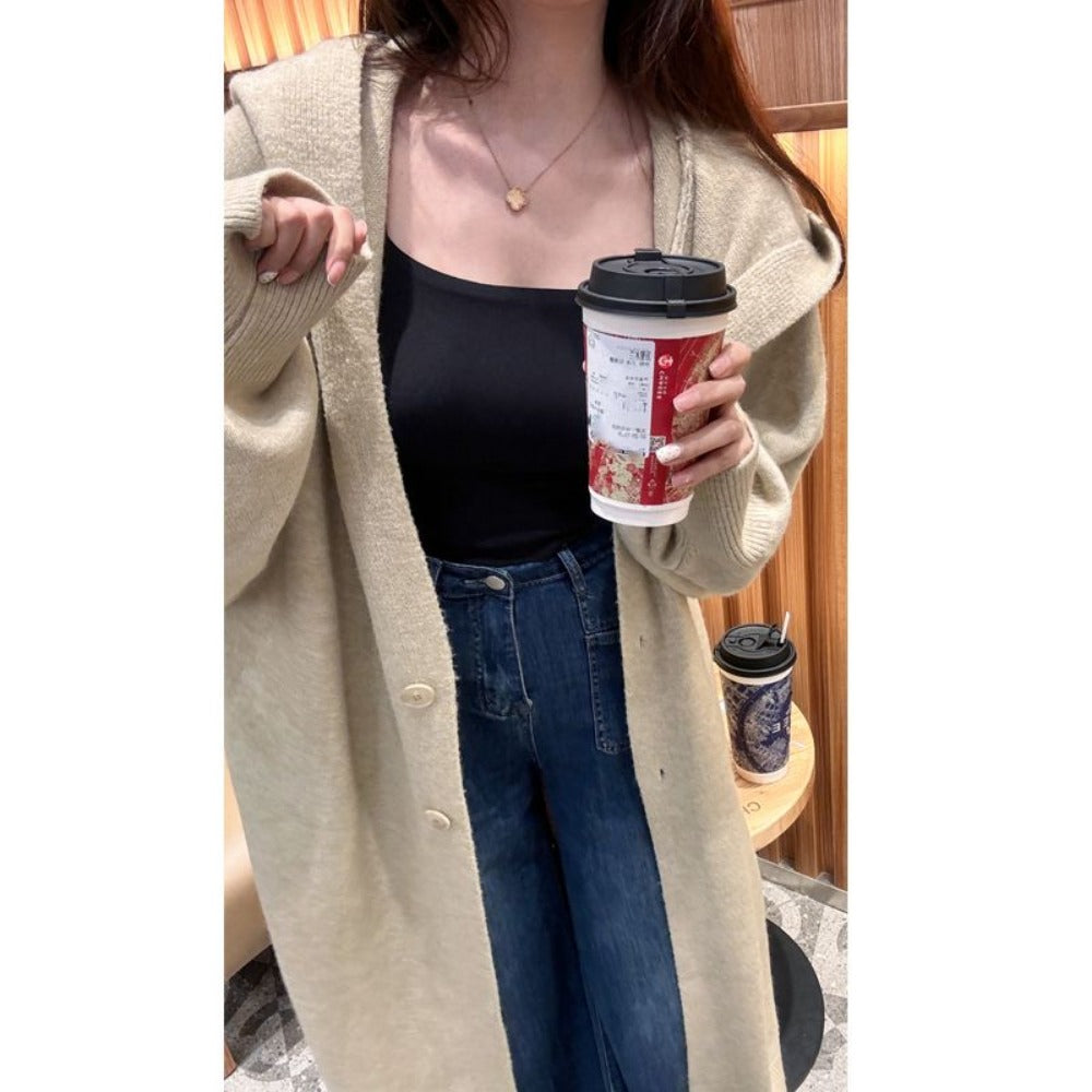 Long Knit Hooded Cardigan for Women - Ilaria