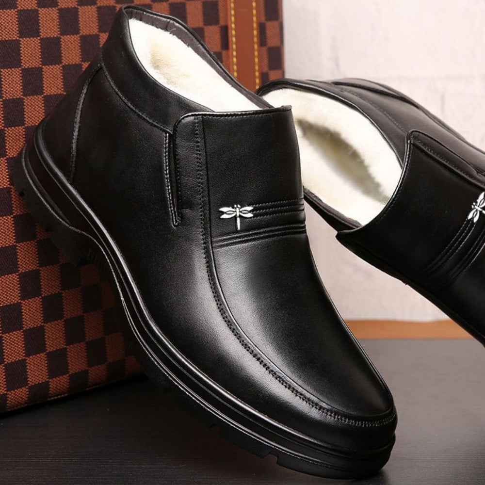 Leather Fleece Lined Winter Boots for Men - Serena