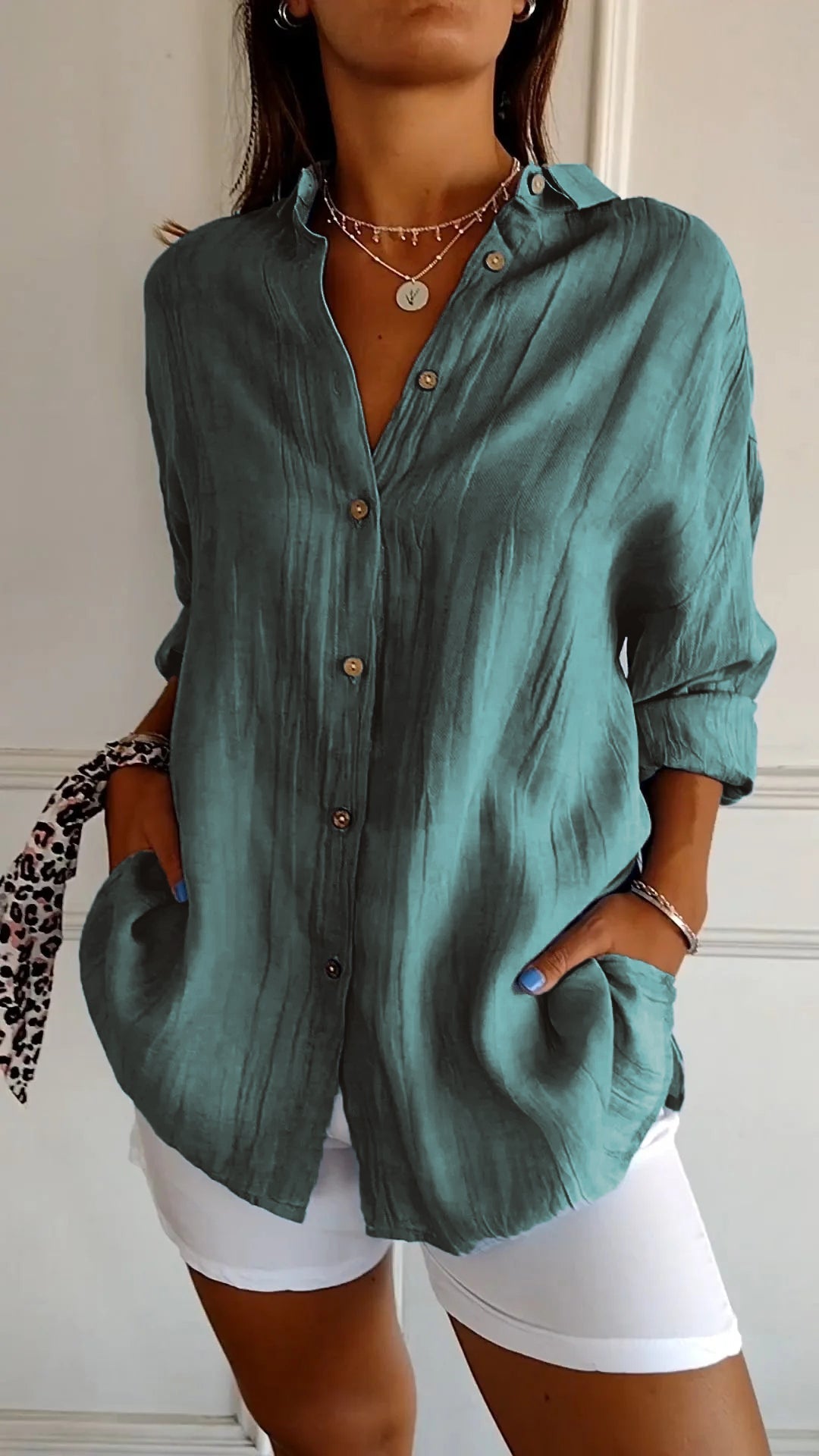 Breathable Summer Button-Down Shirt for Women