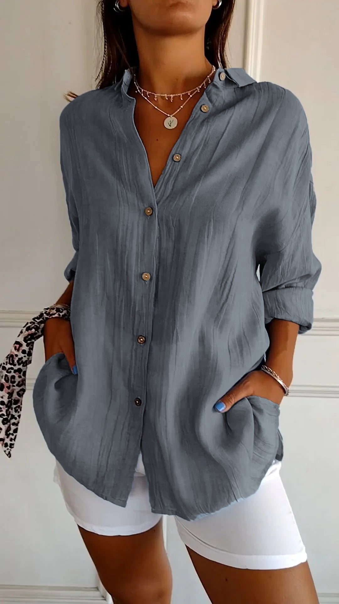 Breathable Summer Button-Down Shirt for Women