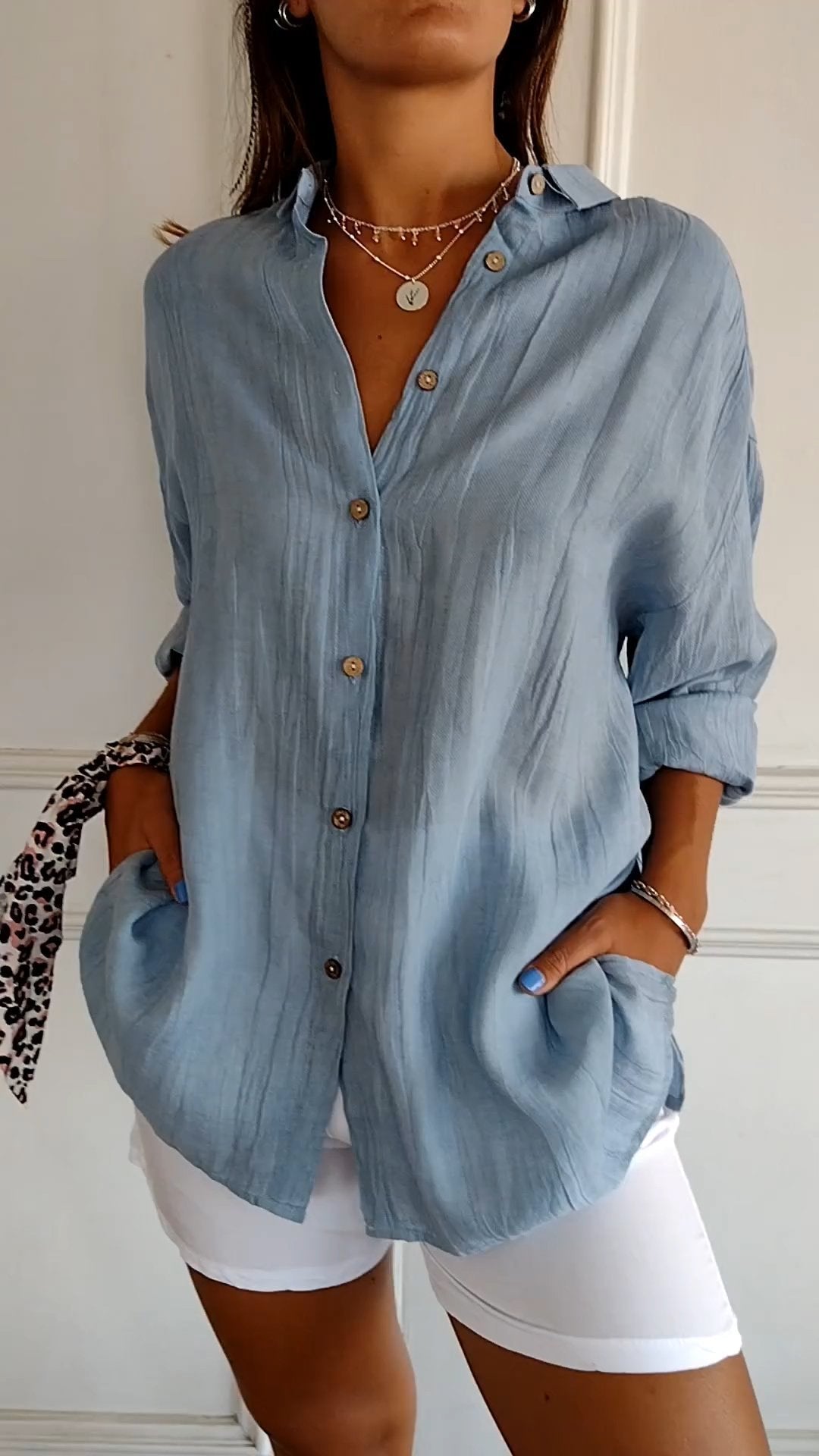 Breathable Summer Button-Down Shirt for Women