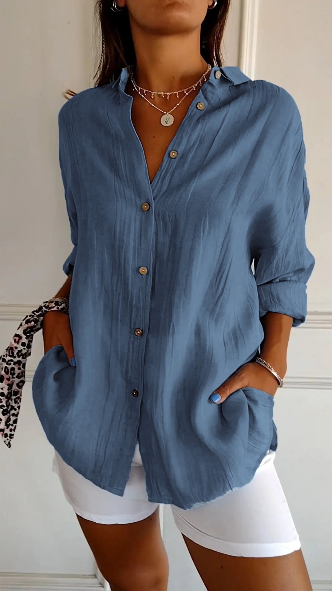 Breathable Summer Button-Down Shirt for Women