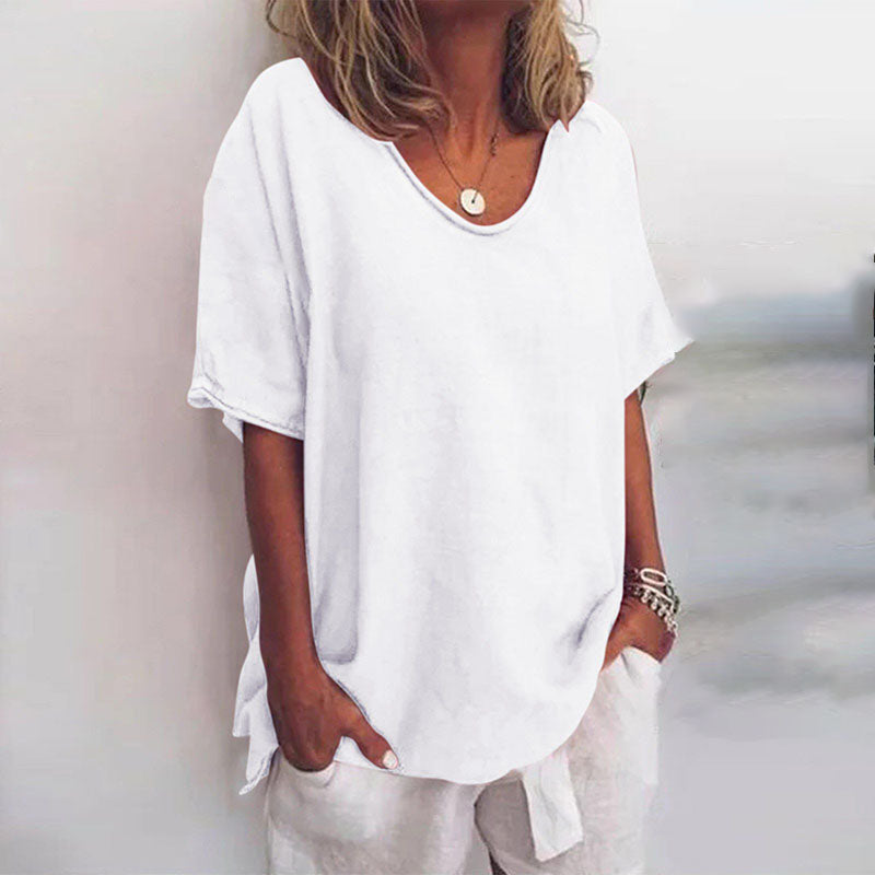 Classic Relaxed Fit Blouse for Women – Short Sleeve & Comfortable