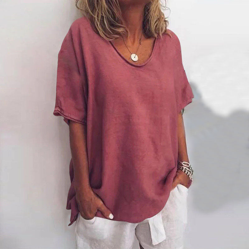 Classic Relaxed Fit Blouse for Women – Short Sleeve & Comfortable
