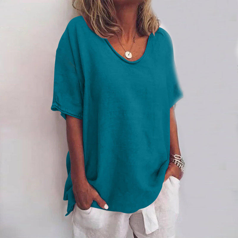 Classic Relaxed Fit Blouse for Women – Short Sleeve & Comfortable