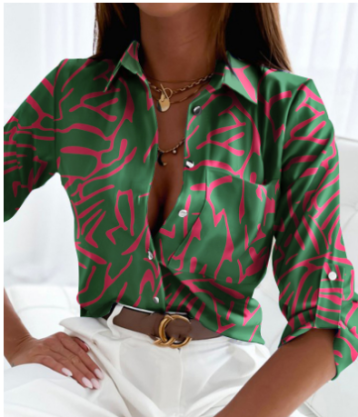Casual Long Sleeve Button-Down Blouse for Women