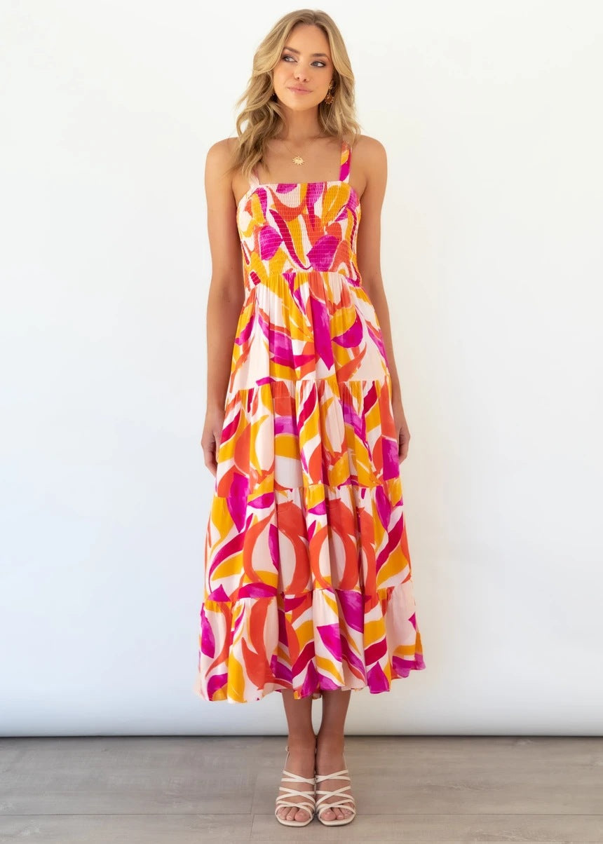 Women’s Strappy A-Line Dress with Lightweight Fabric