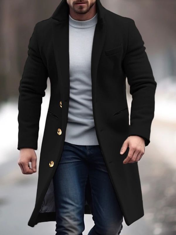 Men's Single-Breasted Coat | Woolen Coat