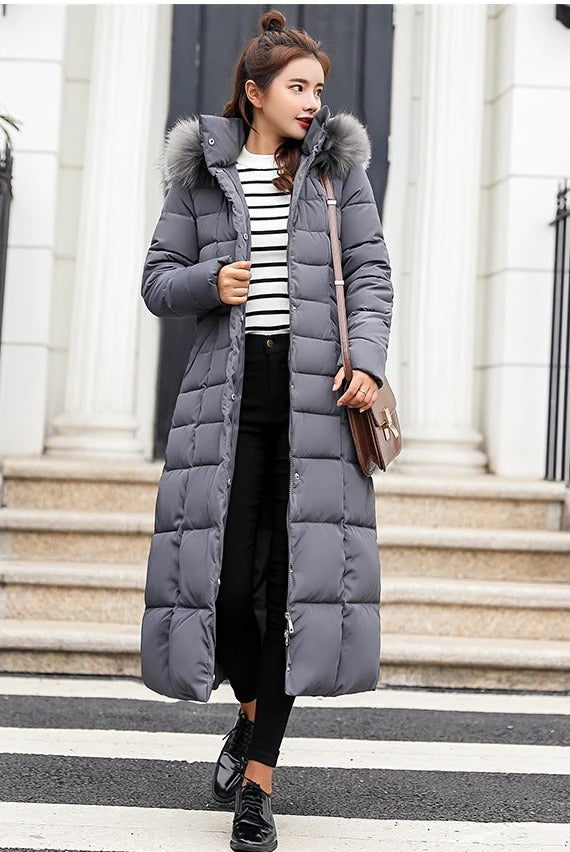 Women’s Padded Parka with Soft Hood Lining and Belted Waist
